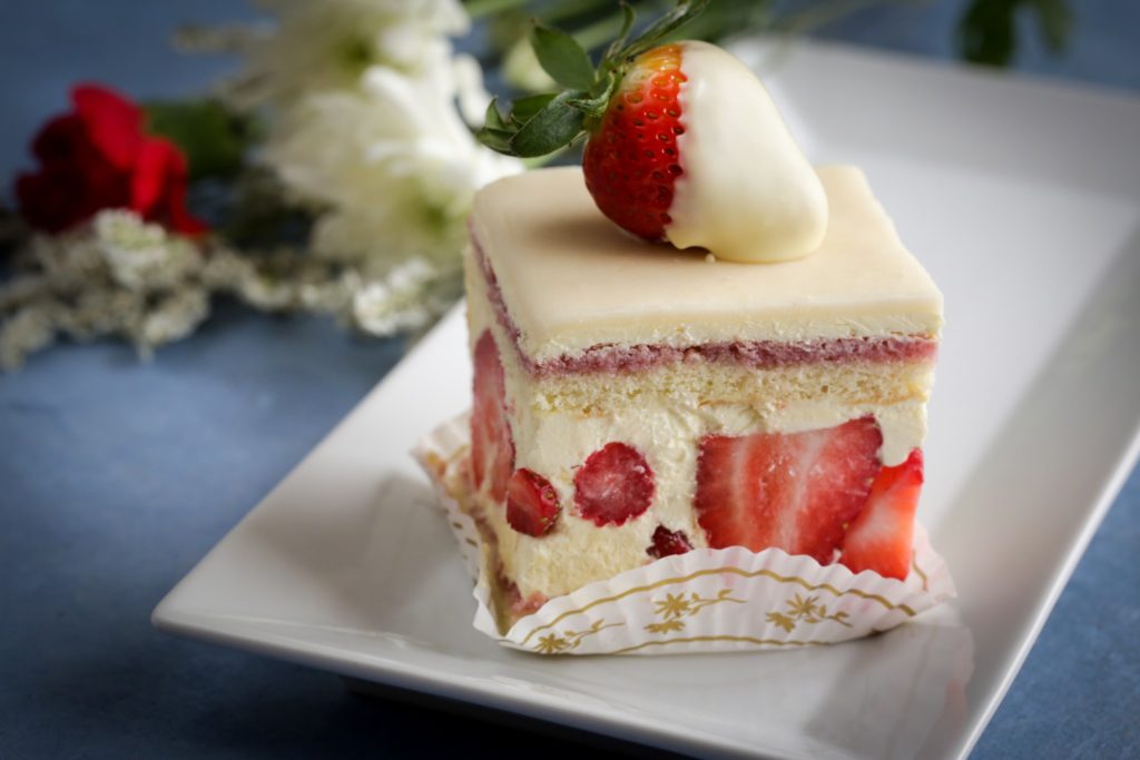 Slice of Fraisier Signature Cake